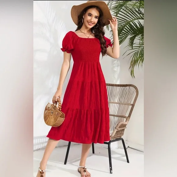 Elegant Red Summer Dress NWOT Size Small - Picture 2 of 4